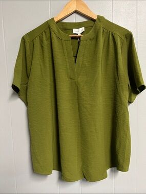 NWT Entro Green Top Shirt Blouse Large New